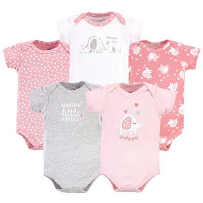 Luvable Friends Baby Girl Cotton Bodysuits, Girl Basic Elephant, 18-24 Months