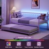 Twin Daybed with Trundle, Day Bed with Charging Station & LED Lights, Metal Sofa Bed Frame with Pull Out Trundle for Bedroom, Guest Room - 2 of 4