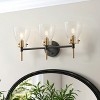 Modern Black & Gold Wall Light, Crackle Glass 3-Light, Mid-Century  Vanity Light Fixture - 2 of 4