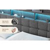 DOMETOUR King Size Upholstered Bed Frame with LED, Charging Station & 2 Drawers, Sturdy, Easy Assembly, No Box Spring Needed, Light Gray - 3 of 4