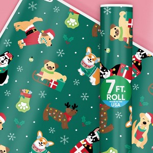 Big Dot of Happiness Christmas Pets Wrapping Paper, Cats & Dogs Holiday Gift Wrap Roll, Cute Winter Pets Christmas Gift Paper, 24 in x 7 feet, 1 Roll - 1 of 4