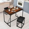 Costway 3pcs Dining Set Metal Frame Kitchen Table and 2 Stools Home Breakfast - 2 of 4