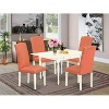 HomeStock 5-Pc Linen White Finish Solid Wood Top - Dining Room Set with Dropleaf - Seats 4 - 2 of 4