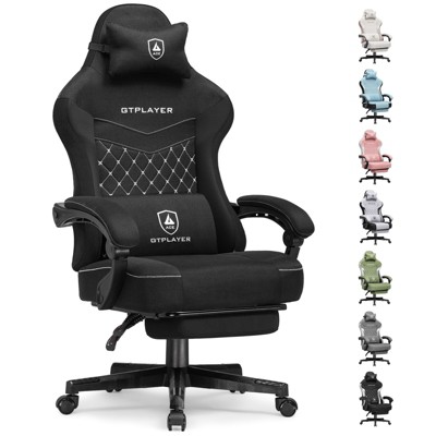 GTPLAYER Gaming Chair with Footrest, Premium Breathable Fabric, Waist Support, Linkage Armrest