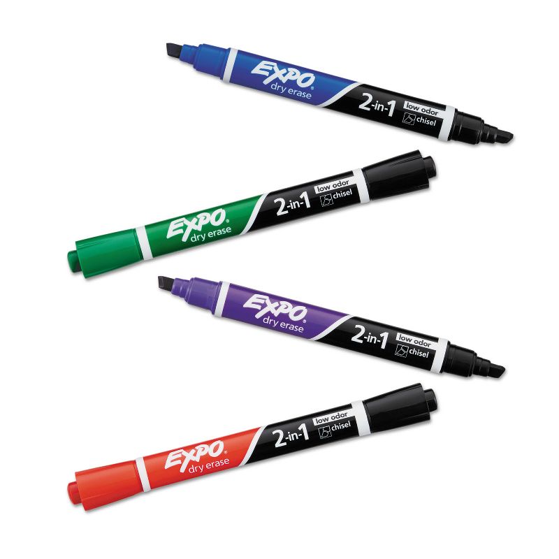 EXPO 2-in-1 Dry Erase Markers 5 Assorted Colors Medium 4/Pack 1944655, 5 of 7