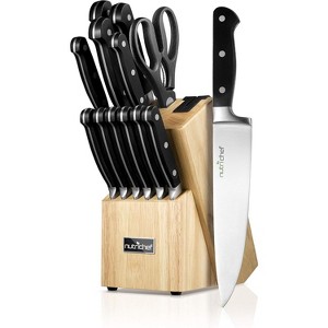 NutriChef 13-Piece German Stainless Steel Cutlery Set with Wood Block for Versatile Food Preparation - 1 of 4