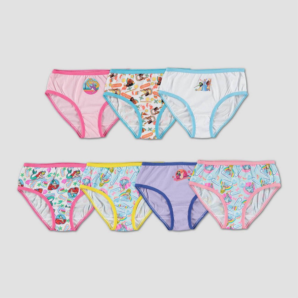 Girls' Disney Princess 7pk Underwear - 6, Pink/pink/White