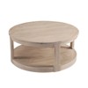 Munora - 40 Inch Round Coffee Table - 2-Tier Traditional Design with Wheels - Mid Century Rustic Oak Finish - 4 of 4