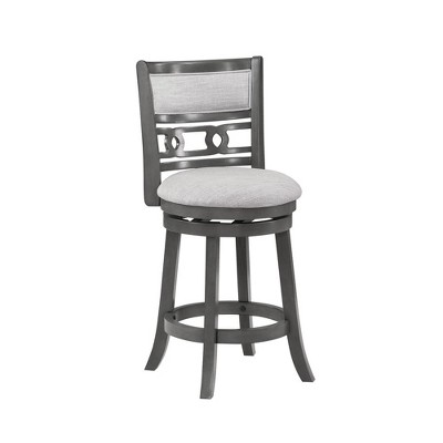 New Classic Furniture,Gia 24" Solid Wood Swivel Counter Stool With Fabric Seat In Gray