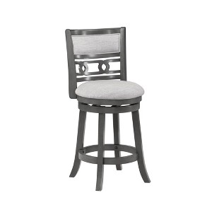 New Classic Furniture,Gia 24" Solid Wood Swivel Counter Stool With Fabric Seat In Gray - 1 of 4