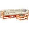 vidaXL Patio Sofa Set Outdoor Conversation Lounge 5-Piece - Wax Brown Pine Wood - Slatted Design for Backyard/Patio/Terrace - 2 of 4