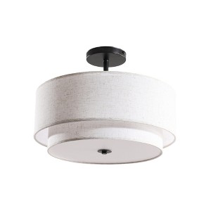 16" Modern Ceiling Light, Fabric Upholstered, Flush-Mount Fixture for Living Room, Bedroom,Dining Room,Stylish Energy-Saving Design(Bulb Not Included) - 1 of 4