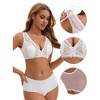 INSPIRE CHIC Women's Deep V Neck Lace Sheer Front Closure Wirefree Tank Back Training Plunge Bras - 3 of 4