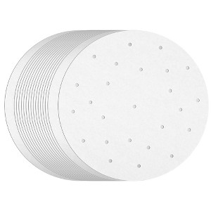 Juvale 100 Pack Juvale Steamer Liners, White 10-Inch Parchment Paper Rounds with Holes for Air Fryer Basket - 1 of 4