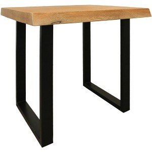 HomeRoots 24" Black And Natural Distressed Solid Wood And Iron Square End Table - 1 of 4