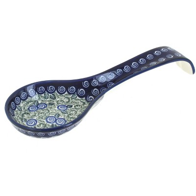 Blue Rose Polish Pottery Seaside Swirl Large Spoon Rest