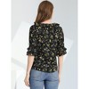 Allegra K Women's Ruffled Neck Floral Tie Neck Ruffle Sleeve Top - image 3 of 4