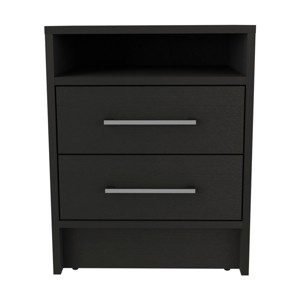GlasFlength Nightstands Modern Two Drawer Bedside Table with Metal Handles Simple Design for Bedroom Storage, Black, 15.7"*14.7"*19.9" - 1 of 4