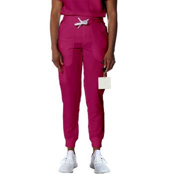 Members Only Women's Jogger Cargo Scrub Pants With 2X1 Rib Bottom Leg (Printed Waist Pocket Bags)