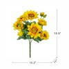 Gulches 4 Pack Artificial Yellow Sunflower Bush - 10.2x11x18.9 Inch Lifelike Faux Floral, 90% Polyester & Wire Stems - 2 of 4