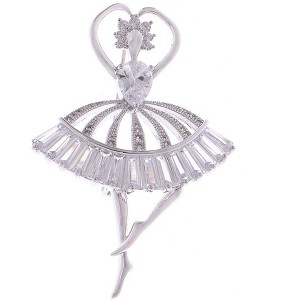 Anna-Kaci Rhinestone Ballet Dancer Brooch Fashion Crystal Silver Tone Brooch Pin - 1 of 4