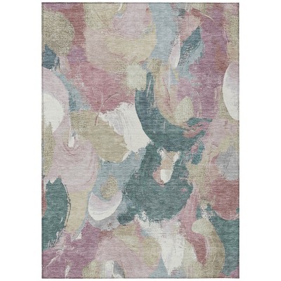 HomeRoots 3' X 5' Mauve Beige And Sage Abstract Washable Indoor Outdoor Area Rug
