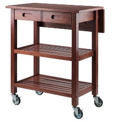 Wood Roll About Kitchen Cart In Cherry Stain Brown Catskill