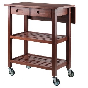 Jonathan Kitchen Cart Walnut - Winsome: Rolling Island with Storage, Wood Composite Surface - 1 of 4