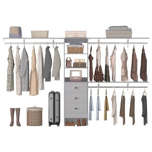Aheaplus 120'' Adjustable Closet Organizer, Large Closet System with Storage Drawers and Hanging Rods - 1 of 4