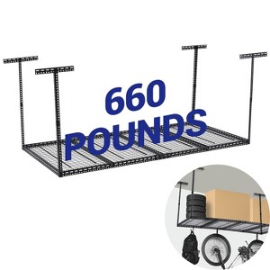 GustoWave Garage Ceiling Storage Racks, Heavy Duty Overhead Storage with Adjustable Height, Black - 1 of 4