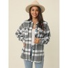 Seta T Women's Fall Winter Button Front Closure Long Sleeve Plaid Jacket with Pockets - 2 of 4