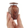 Reminded Adult Cremation Memorial Urn for Human Ashes, Wood Grain Brass Funeral Urn with Velvet Bag - 3 of 4