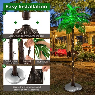 6 FT LED Lighted Artificial Palm Tree with Coconuts and Lights