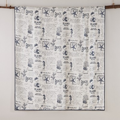 Navy and White Cotton Reversible King Quilt Set
