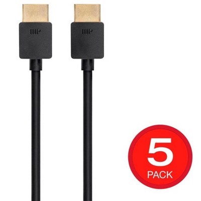 Monoprice Ultra 8K High Speed HDMI Cable - 3 Feet - Black (5 Pack) 48Gbps, 8K@60Hz, Dynamic HDR, eARC, Supports 3D Video and Multiview Video