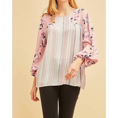 Women's Mixed Print Blouse - entro