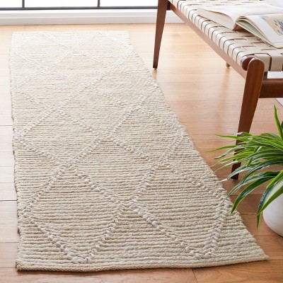 Ivory Cotton Hand-Knotted Non-Slip Area Rug - 27"x7"