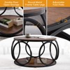 Bekrvio 31.5" 2 Tier Industrial Round Coffee Table, Modern Round Wood Coffee Table with Sturdy Circle Metal Frame for Living Room, Walnut - 4 of 4