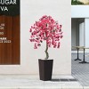 DR.Planzen UV Resistant 6-7FT Pre Potted Artificial Bougainvillea Red Flowers Tree with White Tall Planter for Indoor Outdoor Home Decor - 2 of 4