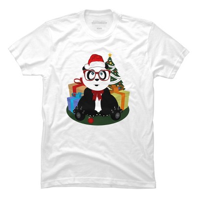 Men's Design By Humans Christmas - Panda Nerd By Adamzworld T-Shirt