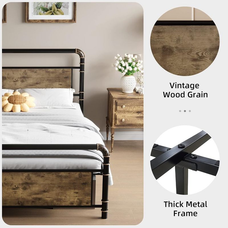 Trinity Metal Bed Frame with Wood Headboard & Footboard, Heavy Duty Platform Bed Frame, 3 of 7