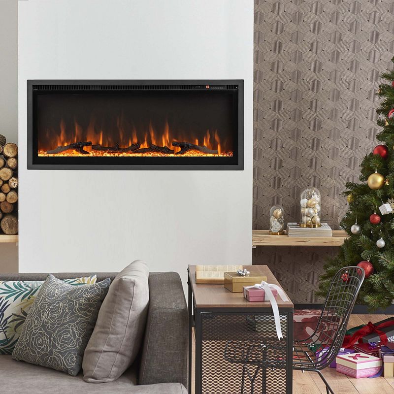 Costway 50'' Electric Fireplace Recessed Wall Mounted Freestanding with Remote Control, 2 of 11
