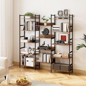 5 Tier Bookcases and Bookshelves, Large Etagere Bookshelf Open Display Rack with Metal Frame, Rustic Standing Bookshelves for Home Office - 1 of 4