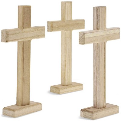  Juvale Unfinished Wood Home Decor Standing Table Cross (3 Pack) 