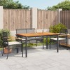 vidaXL - Patio Dining Set with Cushions 5-Piece Outdoor Furniture Black Poly Rattan and Acacia Wood Table - 2 of 4