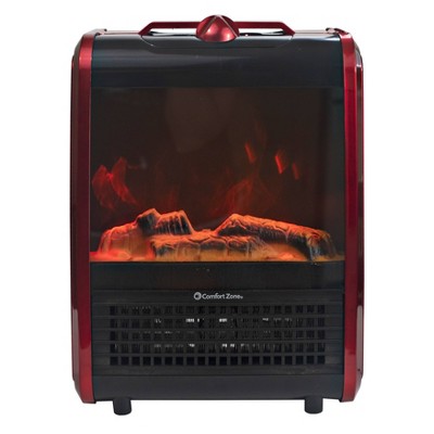 Comfort Zone Tabletop Fireplace Heater Red