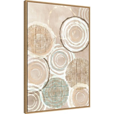 33" x 23" Beige and Gray Abstract Canvas Framed Wall Art