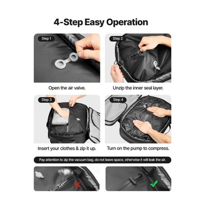 VEVOR Vacuum Travel Backpack, 65L, Expandable Vacuum Seal Compression Travel Backpack, with TSA-Approved Lock, Black （NO PUMP） — фото 5