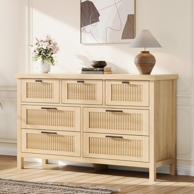Fluted Dresser for Bedroom with 7 Drawers, 47.4'' Wide Chest of Drawers with Large Clothes Storage Cabinet