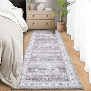 Vintage Area Rugs for Living Room Floral Boho Rug Non-Slip Low Pile Indoor Carpet for Bedroom Home Decor - 1 of 4